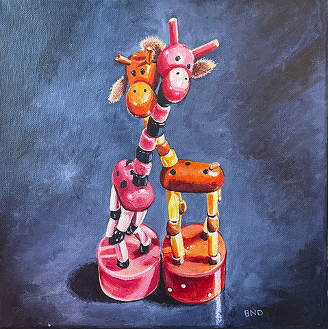 Original Acrylic Painting on Canvas "Dancing Giraffes"