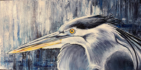 Original Acrylic Painting "Vigilant Heron"