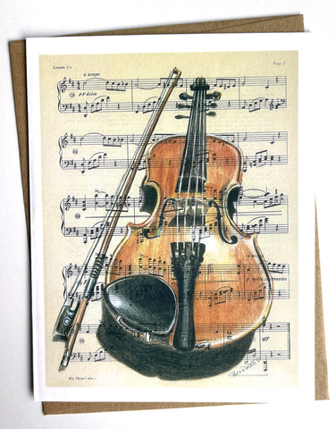 Violin Sheet Music Card
